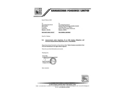 Press Release – 08th March 2022