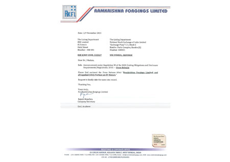 Press Release – 12th November 2021