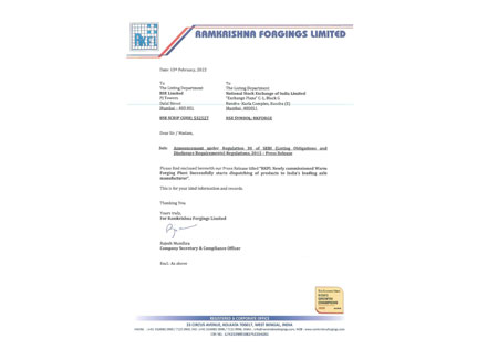 Press Release – 15th February 2022