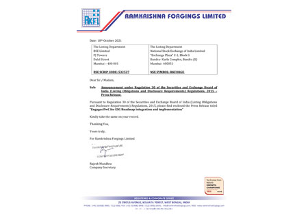 Press Release – 18th October 2021