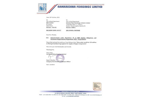 Press Release – 20th October 2021
