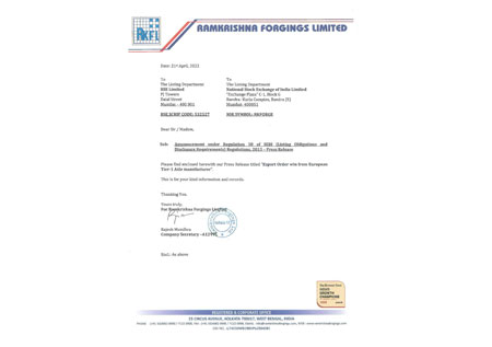 Press Release – 21st April 2022