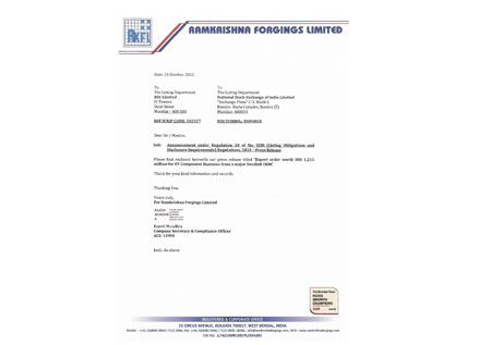 Press Release 21st October, 2022