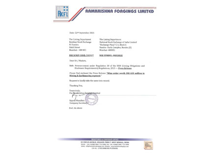 Press Release – 22nd September, 2021