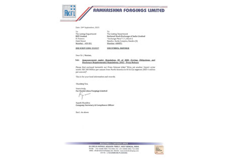 Press Release – 24th September, 2021