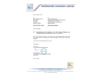 Press Release 30th August 2022