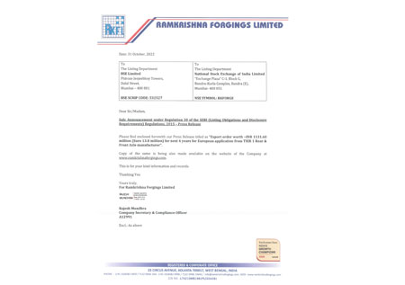 Press Release 31st October, 2022