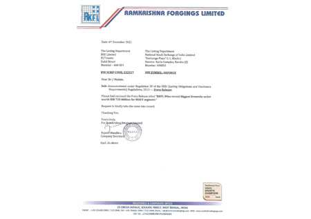 Press Release – 6th December 2021
