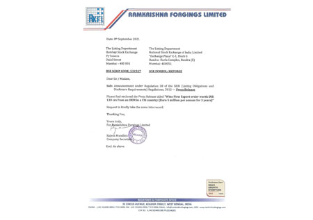 Press Release – 8th September, 2021